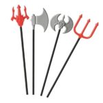 MSIA Ready Stock/ Trident Sickle Double Edged Axe Red Trigeminal Axe Devil Trident Party Decorative Cosplay Props Toys