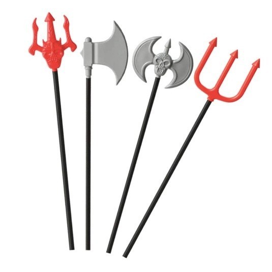 MSIA Ready Stock/ Trident Sickle Double Edged Axe Red Trigeminal Axe Devil Trident Party Decorative Cosplay Props Toys