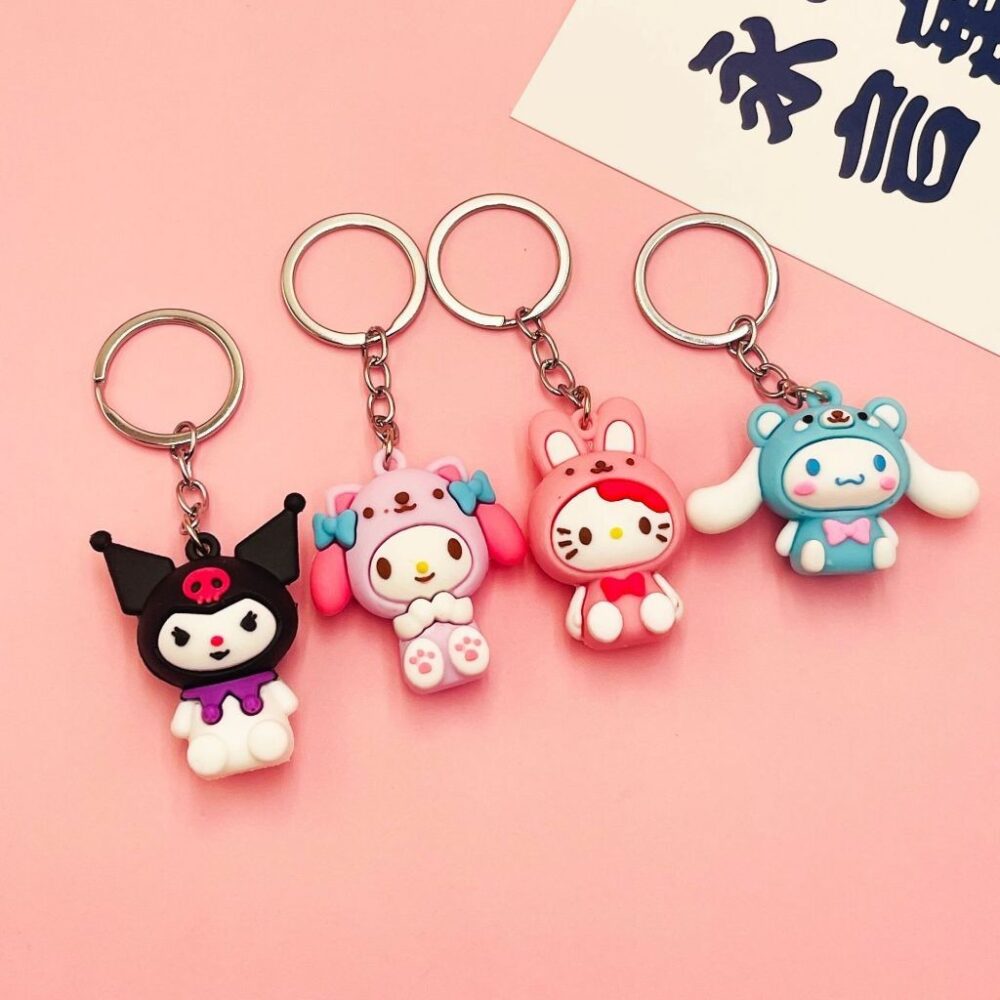 Sanrio Keychain Cute Kitty Melody Kuromi Key Ring Bag Pendant Deco Free Gift Souvenir Birthday Gift - Image 4