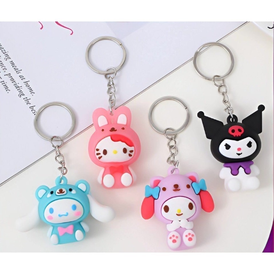 Sanrio Keychain Cute Kitty Melody Kuromi Key Ring Bag Pendant Deco Free Gift Souvenir Birthday Gift