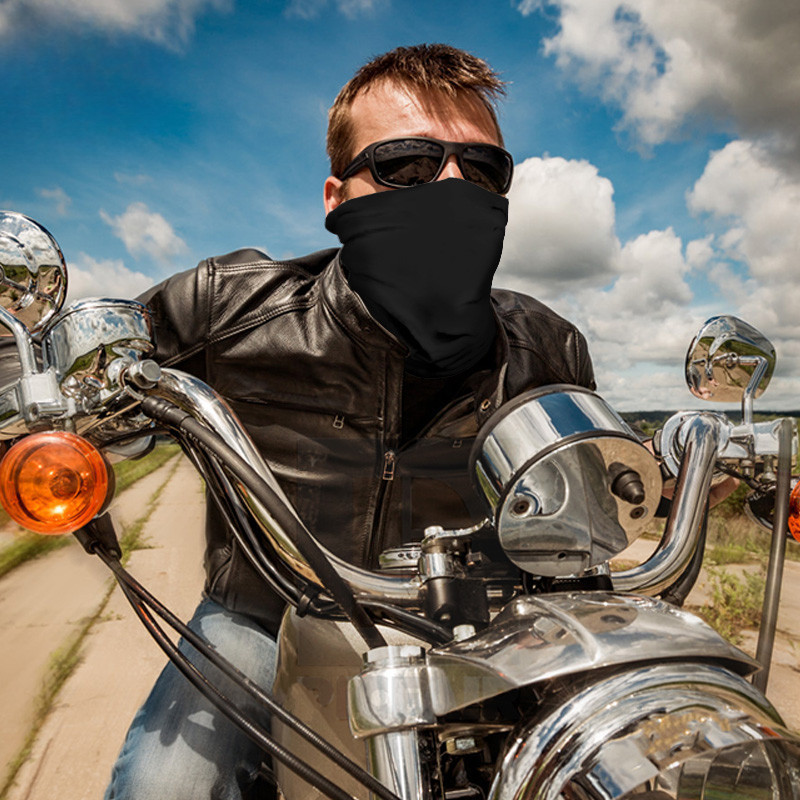 Elastic Black Buff Bandana Face Mask Solid Colour Bicycle Bandana Sun Protection Motorcycle Mask SPF 30 Topeng Muka