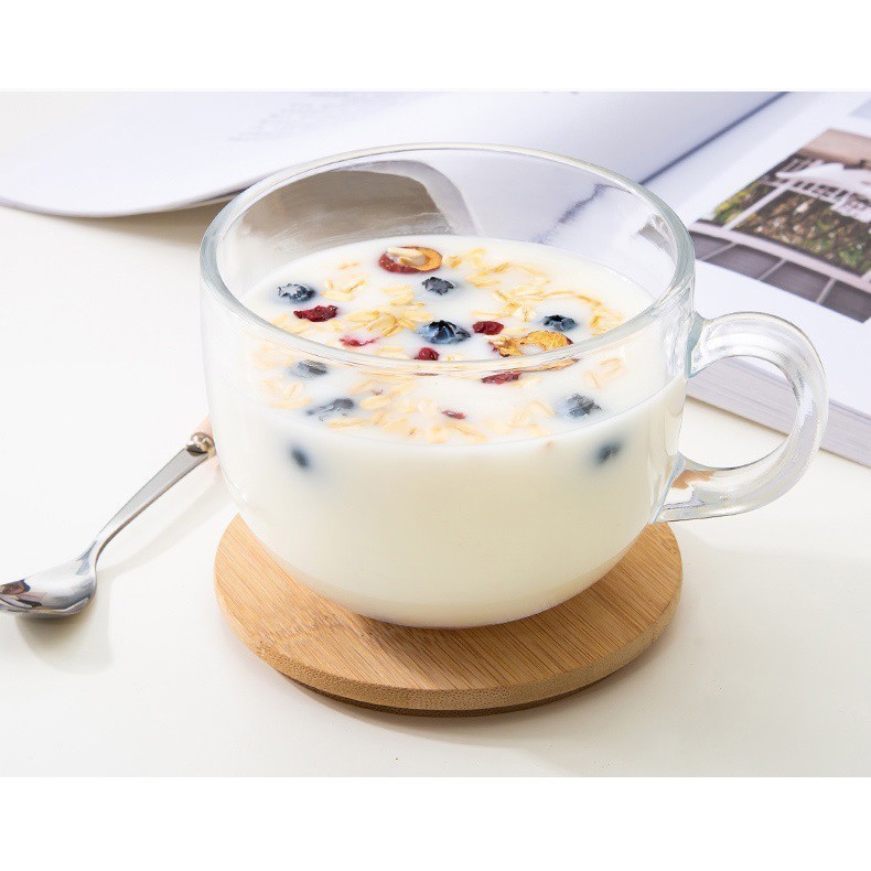 Large glass cup 350ml Glass cup with handle Large mug Glass mug Cawan kaca besar dengan pemegang Cawan besar