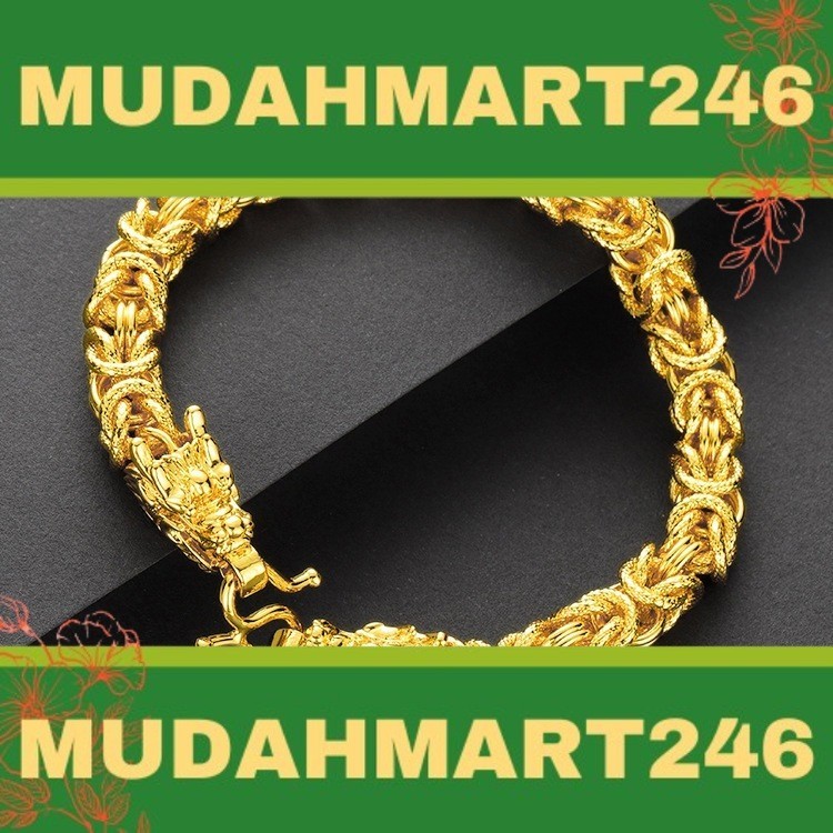 emas 916 original men's double gold dragon head bracelet male hand chain gift jewelry