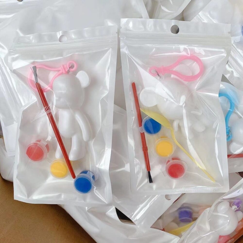 DIY Fluid Bearbrick Violent Bear Keychain Handmade Fluid Painting Mini Bear Ornament - Image 4