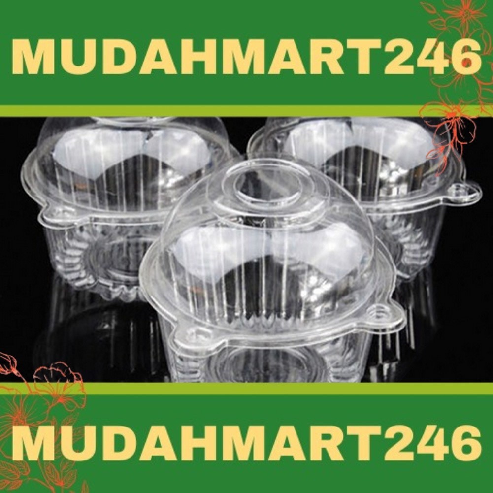 50pcs Clear Plastic Single Cupcake Cake Case Muffin Pod Dome Holder Box