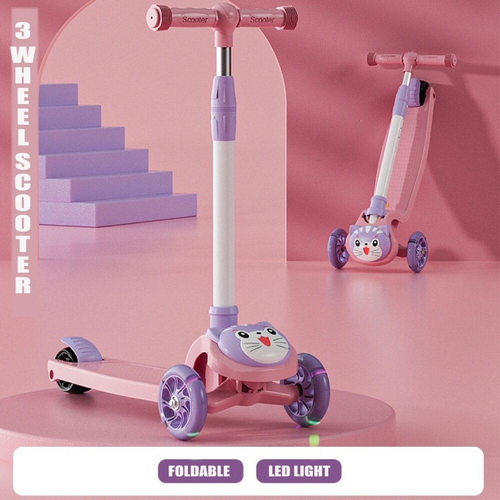 Scooter Children Folding Skateboard Kids Adjustable Height Flashing Light 3 Wheels Foot Scooters Scooter - Image 10