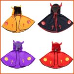 Kids Witch Magic Cloak with Hooded Devil Horn Cape Halloween Cosplay Show Props