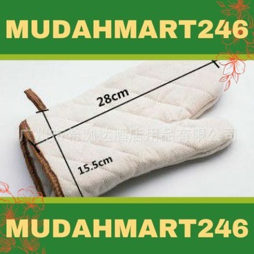 W1a yellowish 1pair  Cotton oven glove baking heatproof mitten cooking mikrowave sepasang sarung tangan [