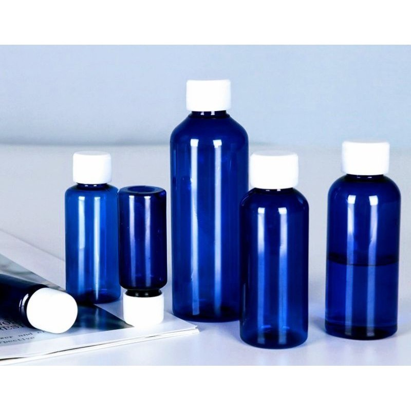 Blue small mouth plastic bottle 30ml50ml100ml small mouth sealed bottle liquid sample packaging light-proof bottle