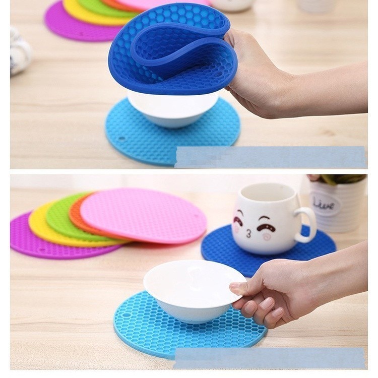 Multifunction Non-Slip Silicone Mat Table Kitchen Pot Mat Bowl Pad Heat Resistance Tableware Honeycomb Stylish