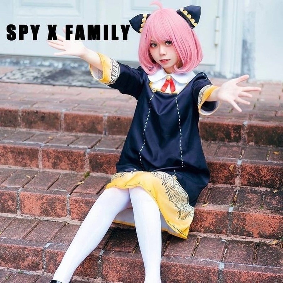 Anime SPYÃÂÃÂÃÂÃÂÃÂÃÂÃÂÃÂFAMILY Cosplay Costumes Dress Anya Forger Women & Girl's Dress and Headwear Halloween Cosplay Clothes Party
