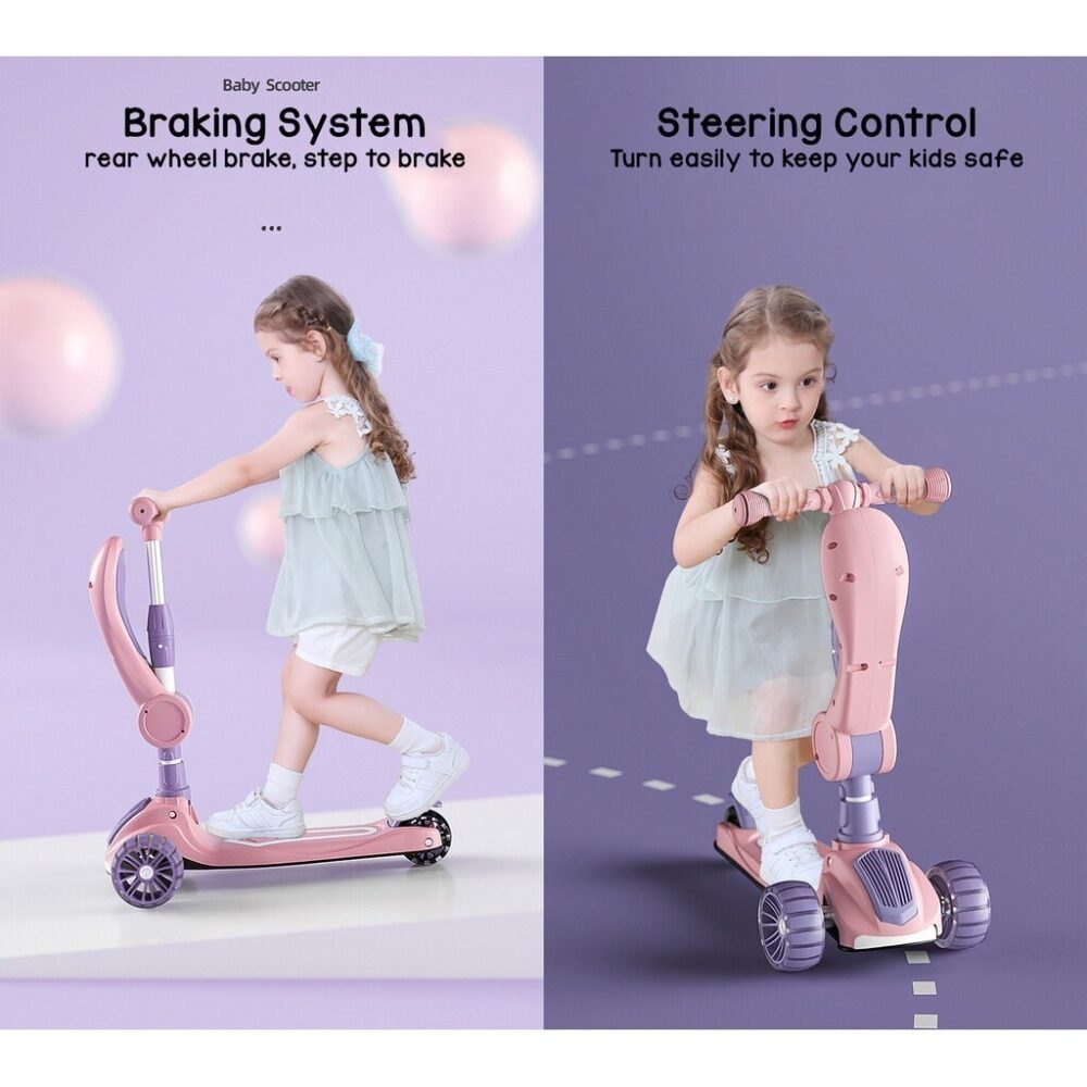 Scooter Children Folding Skateboard Kids Adjustable Height Flashing Light 3 Wheels Foot Scooters Scooter - Image 5