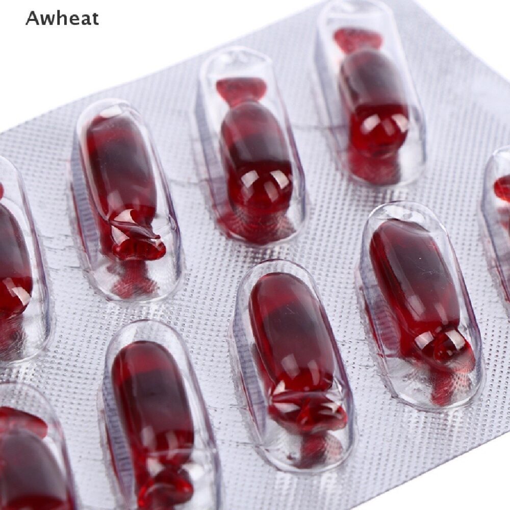 Ship from Malaysia ready stock 10pcs Halloween Fake Blood Capsule Plasma Pills Vampire Horror Funny Joke Prank new