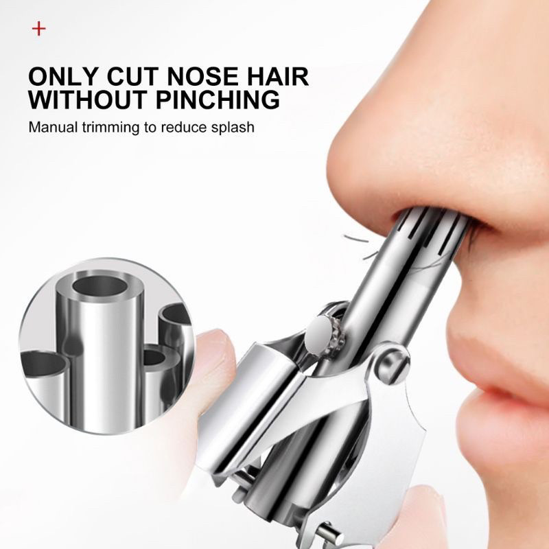 Stainless Steel Nose Hair Trimmer Clipper Cutter Gunting Bulu Hidung Cordless Beard Shaver Rambut Wax Cabut Razor Blade