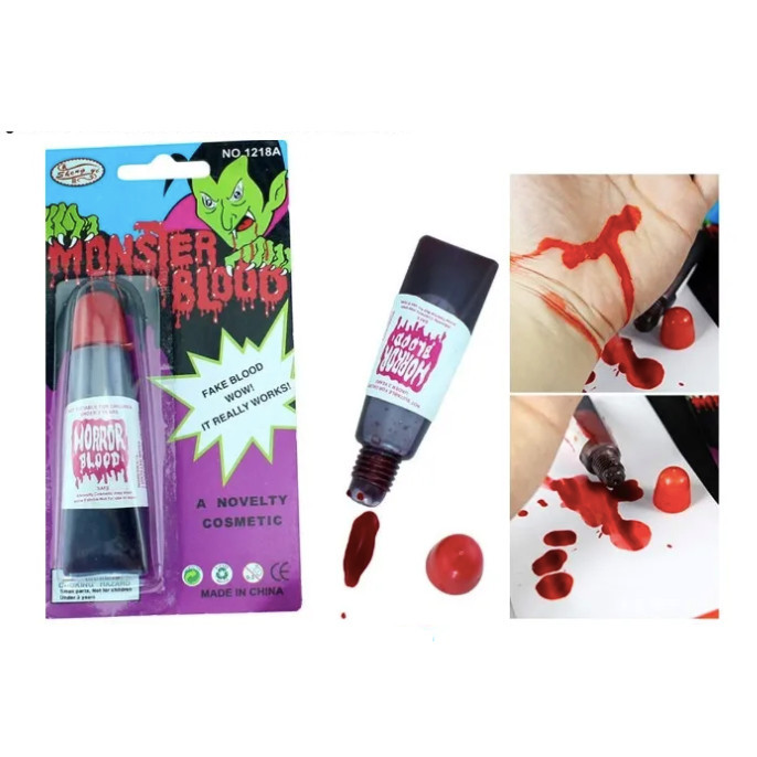Halloween Fake Blood Tube Prop Accessory Stage Prank Theatrical Vampire Cosplay Fun Party Decoration