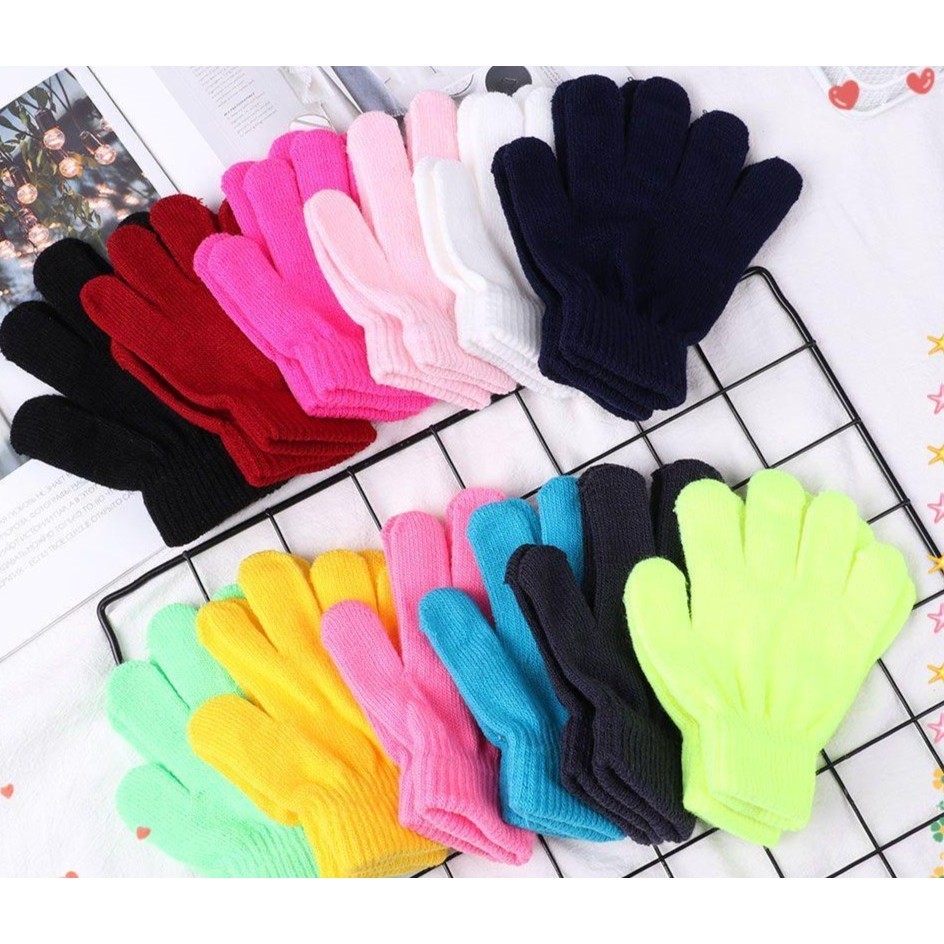 Autumn and winter warm knitted Winter Warm Candy Color Boy Girl Full Finger Knitted Magic Glove