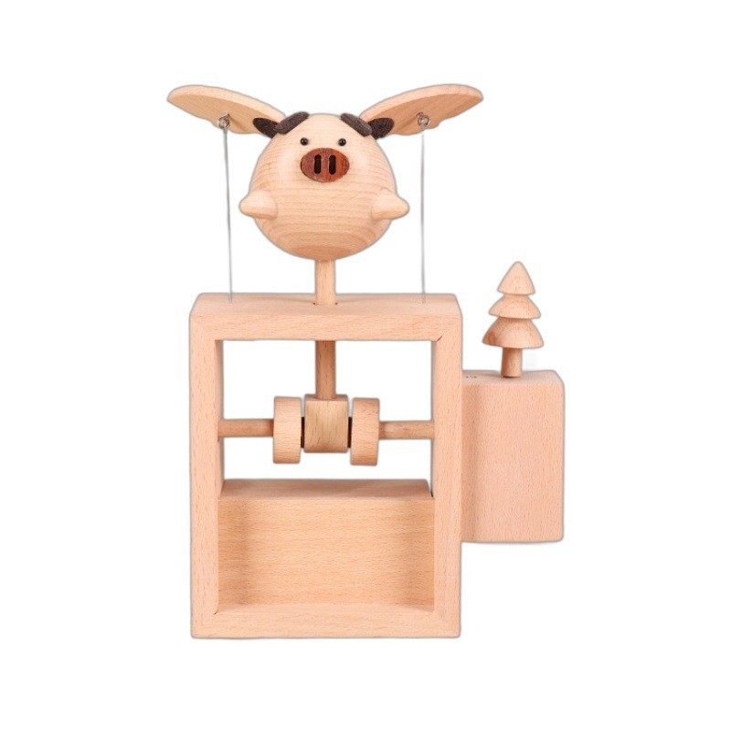 Moutai Pig New Electric Creative Solid Wood Quality Ornaments Electric flying pig ornaments birthday gift
