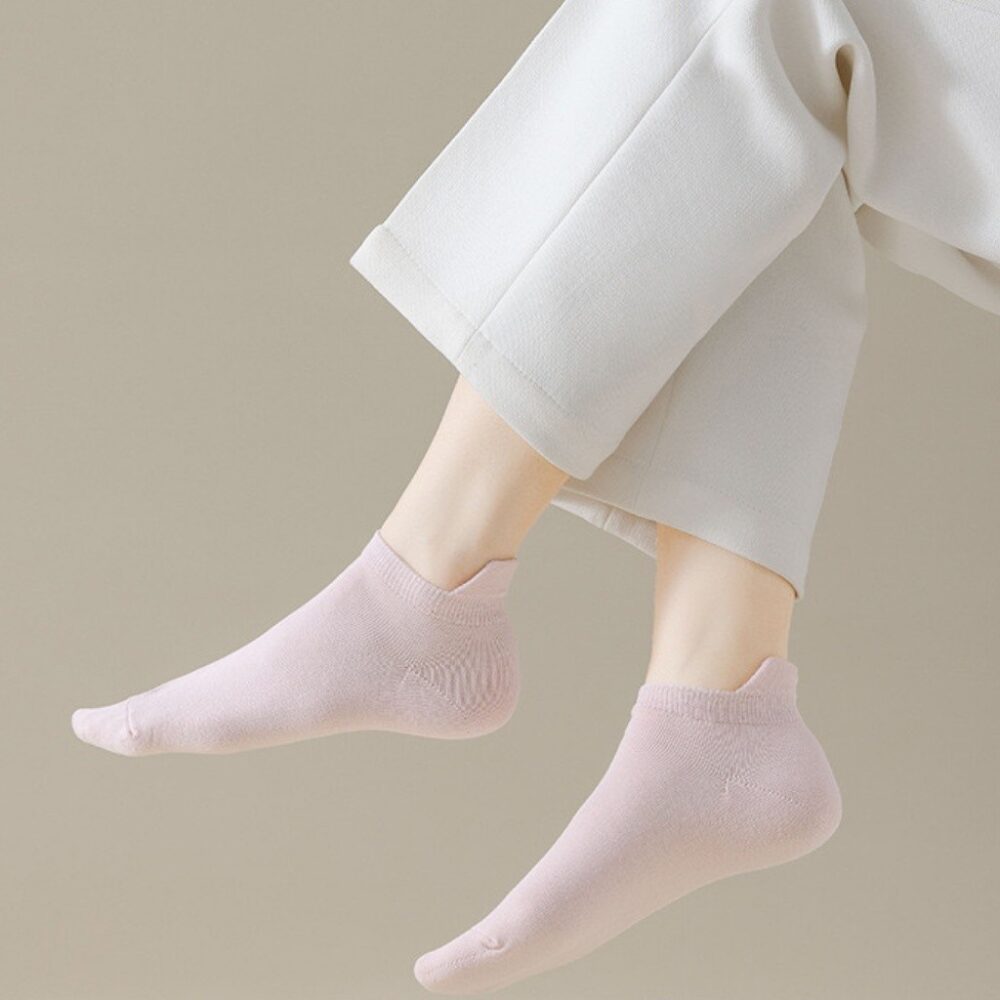 Japanese Solid Color Invisible No Show Socks Cotton Women Ladies Black White Low Cut Socks Non-Slip - Image 6
