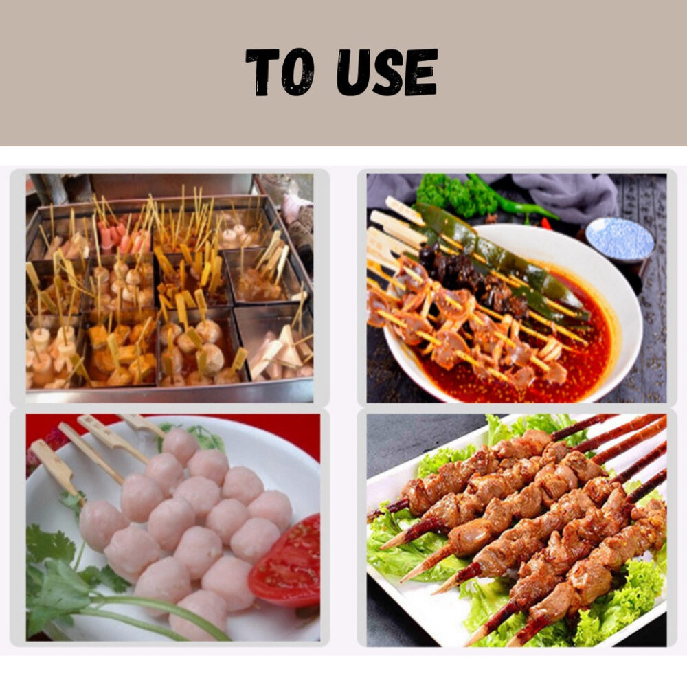 100pcs Teppo Gushi Bamboo Stick Skewer Oden Burger Satay BBQ Fruit Stick Lidi Sate Bambu Makanan Tongkat Buluh 3MM THICK - Image 8