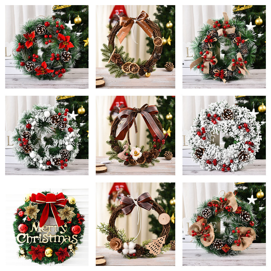 New Christmas decoration wreath handmade Christmas wreath door hanging window display props layout