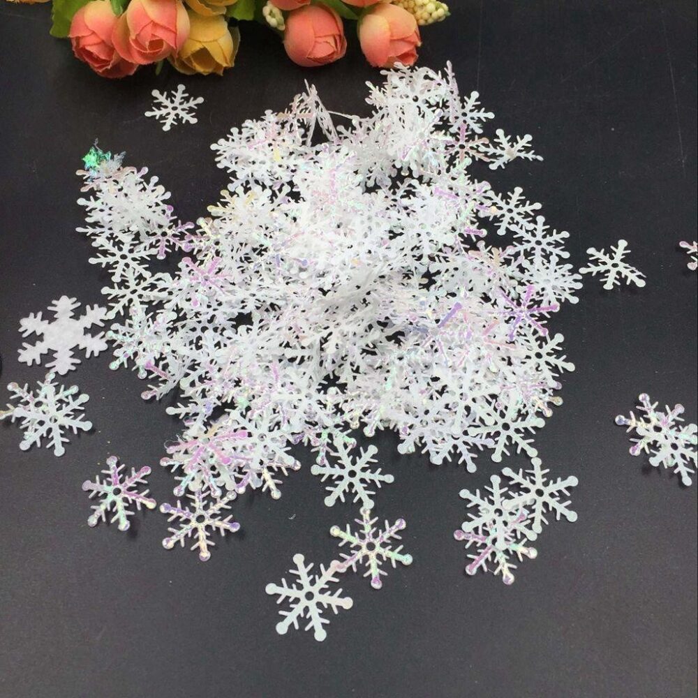 Christmas Ornaments DIY Throwing Crafts Plastic For Xmas Tree Multi-color Snowflake Sequins - Image 6
