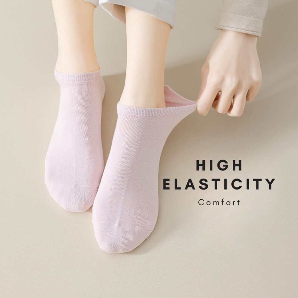 Japanese Solid Color Invisible No Show Socks Cotton Women Ladies Black White Low Cut Socks Non-Slip - Image 3