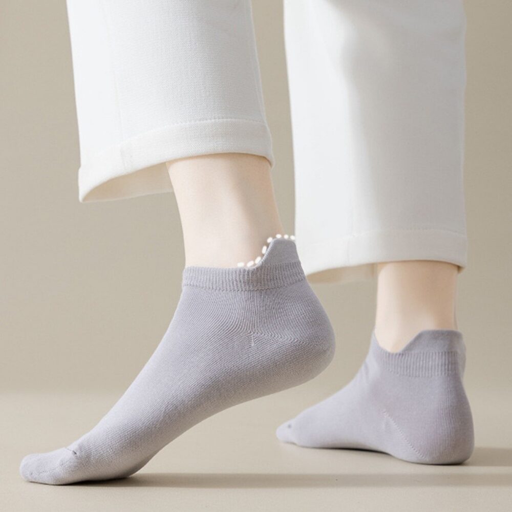 Japanese Solid Color Invisible No Show Socks Cotton Women Ladies Black White Low Cut Socks Non-Slip - Image 7