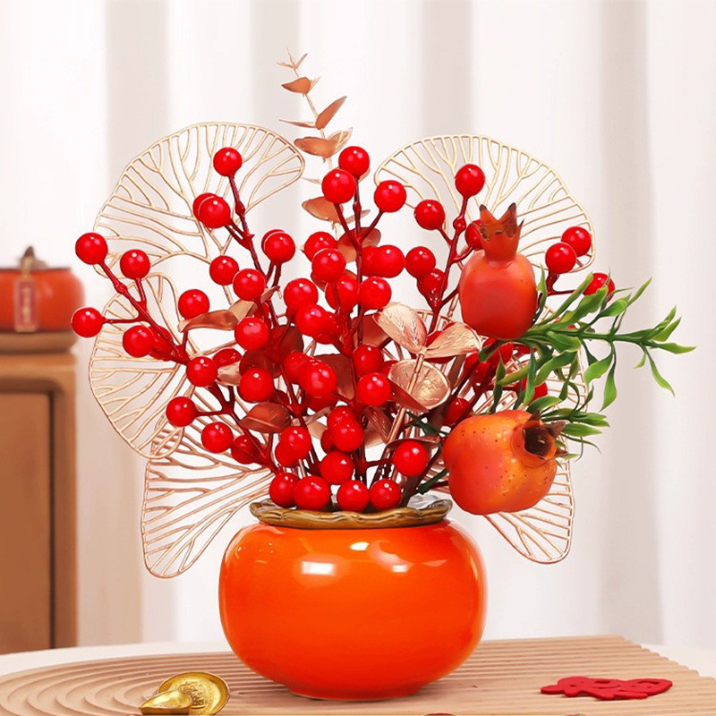 Factory Plastic Flower Pot Persimmon Vase Simulation Package Lucky Persimmon Pots Melamine Jubilant Decoration Ornaments