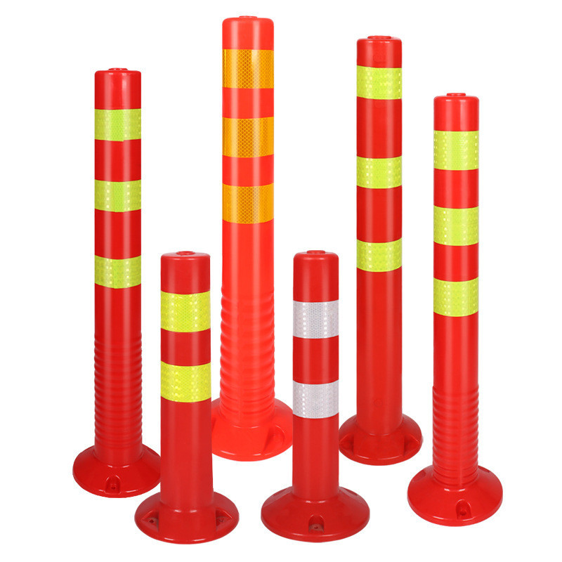 70cm/72cm PE Safety Warning Posts Reflective Elastic Column Traffic Cone Road Post Pole Soft Flexible Type Safety Cone