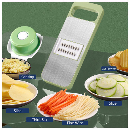 5in1 Stainless Steel Multifunction Slicer Vegetable Grater Cutter Potato Peeler Garlic Kitchen Tool Chopper