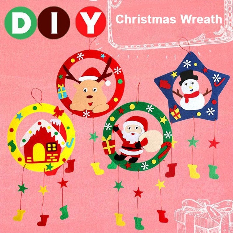 2024 New Style Christmas Garland with Light Children Handmade diy Creative Christmas Pendant Kindergarten Decoration