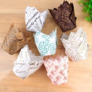 50pcs Cupcake Wrapper Liners Letters Newspaper Muffin Cake Paper Cup Tulip Cases