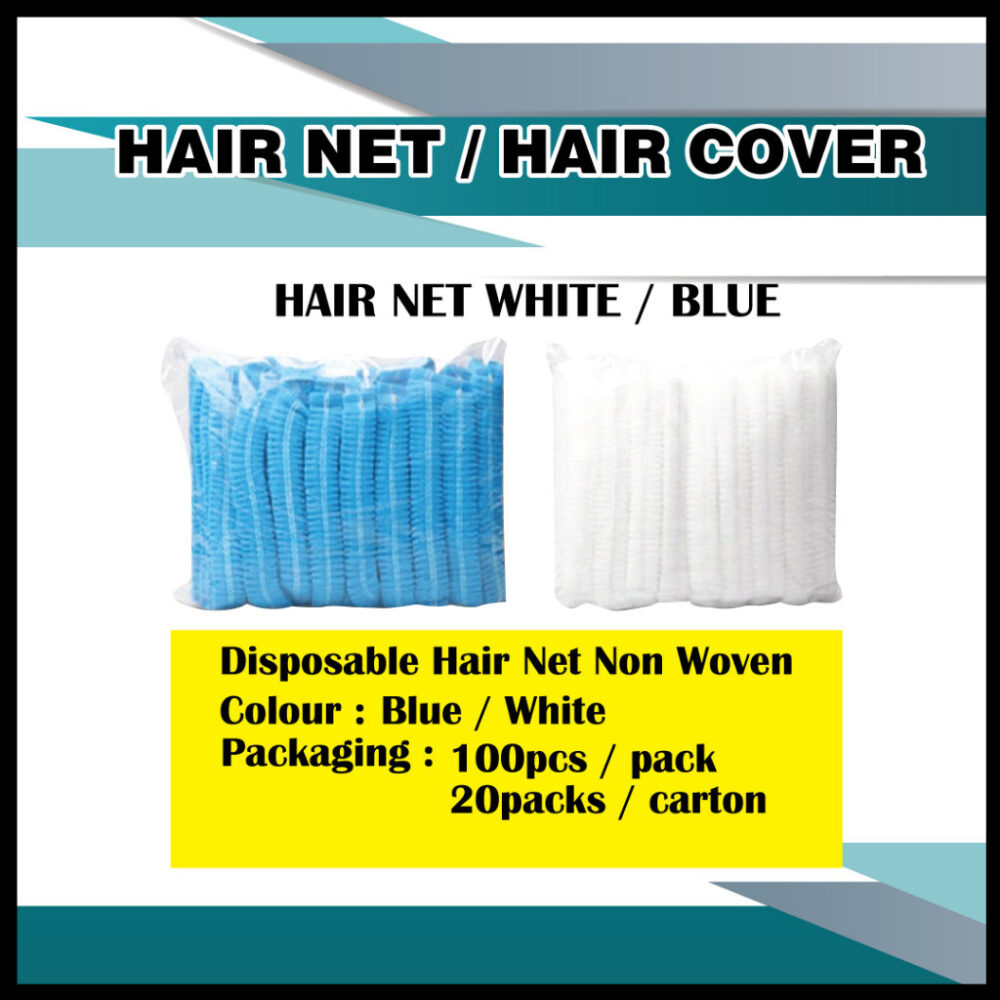 (100pcs) Disposable Hair Net blue white Premium / 21" Hair Cover/Clip Cap - Image 3