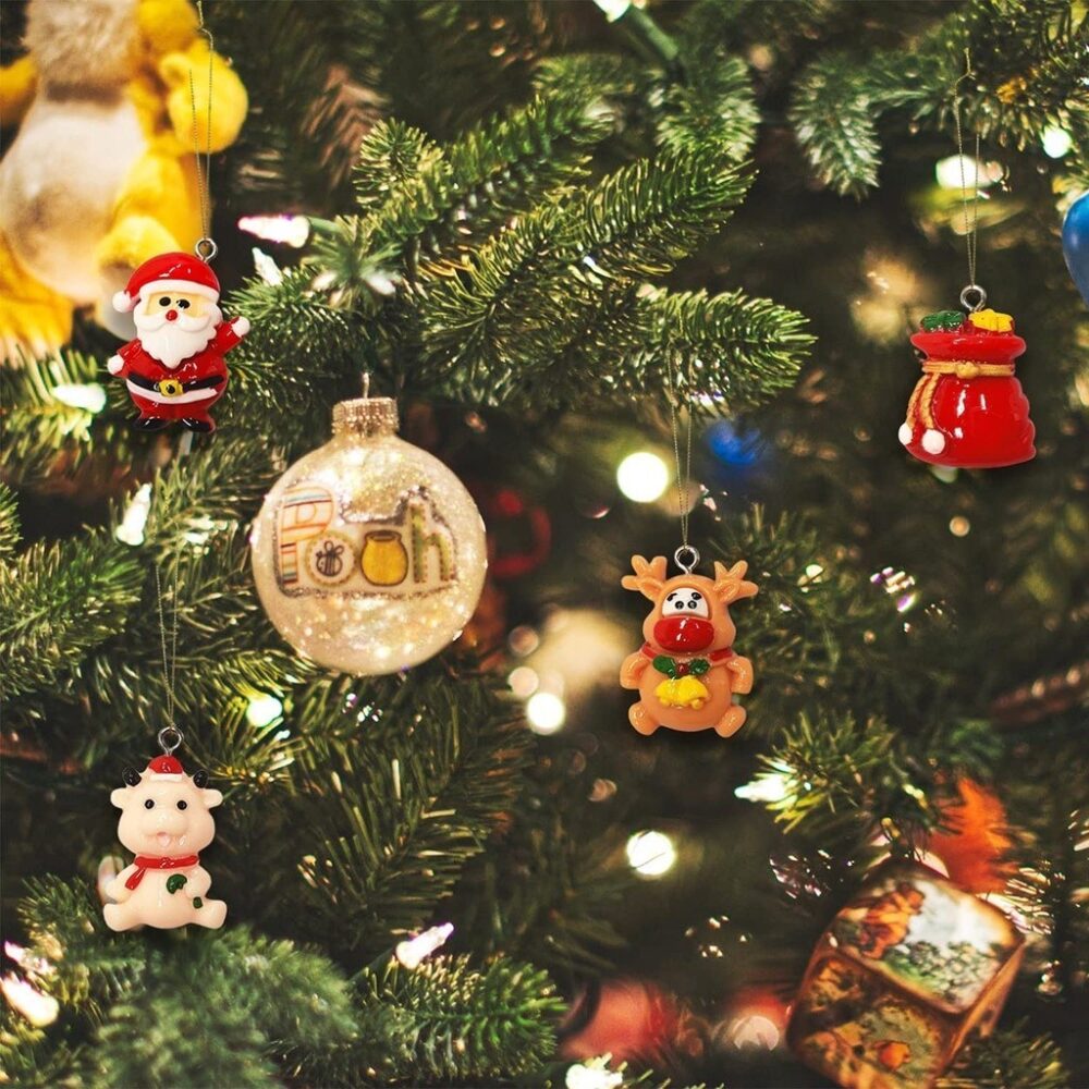 Mini Christmas Ornaments Set for Mini Christmas Tree Decorations Small Tree Resin Miniature Ornaments for Christma - Image 4