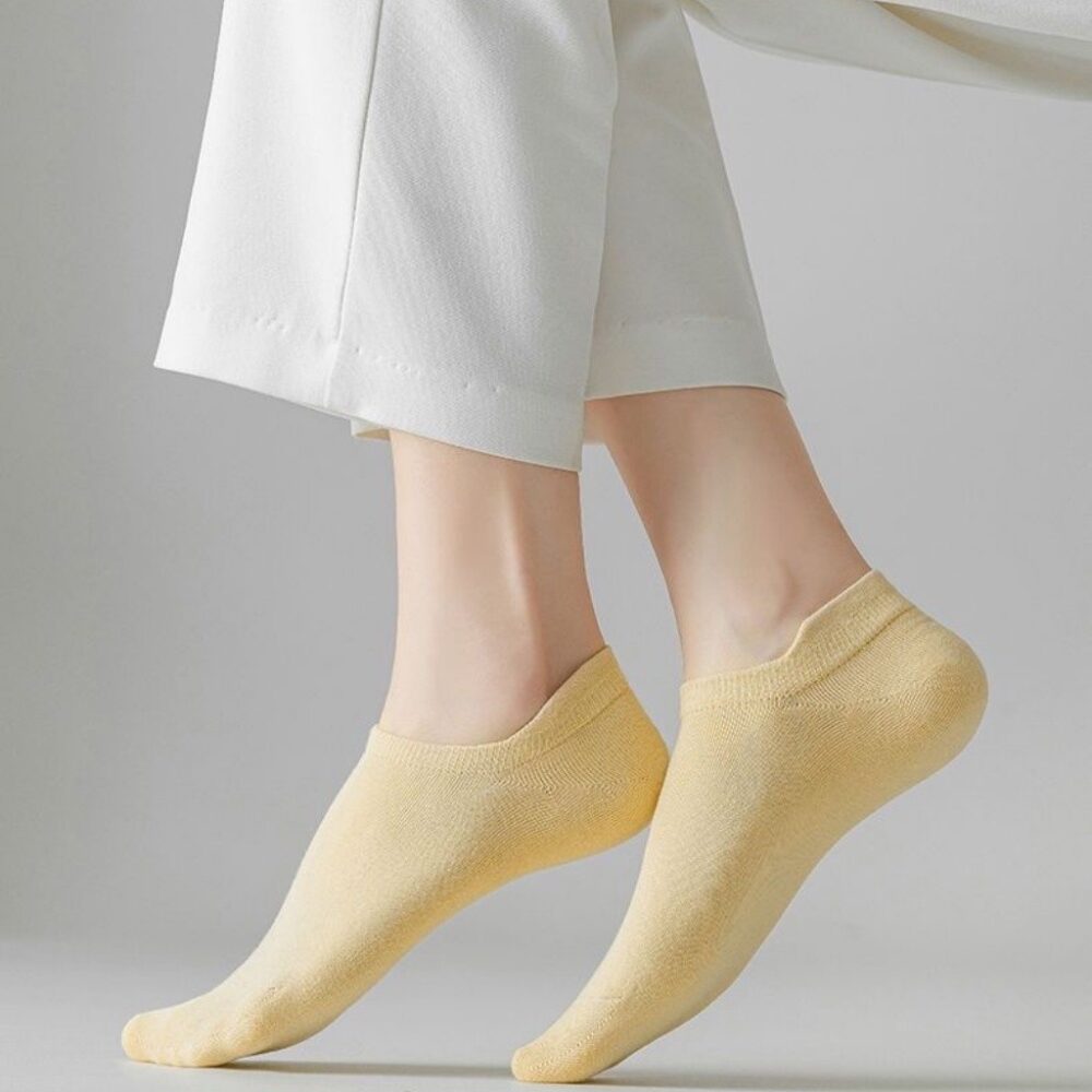Japanese Solid Color Invisible No Show Socks Cotton Women Ladies Black White Low Cut Socks Non-Slip - Image 9