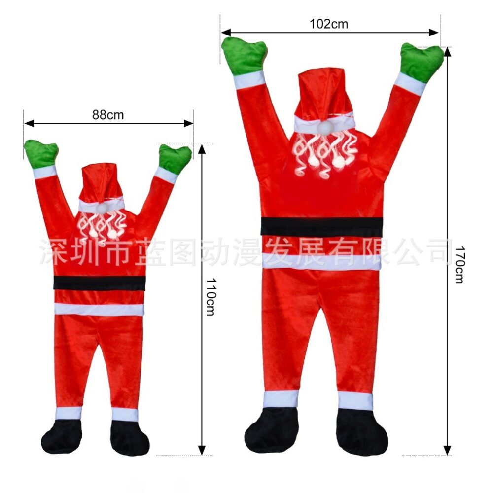 2023 cross-border new Christmas velvet Santa Claus wall climbing decoration clothes hanging gifts holiday decorations - Image 5