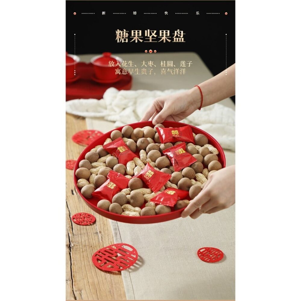 Wedding Red Tray Round Tea Pot Tray - Image 6