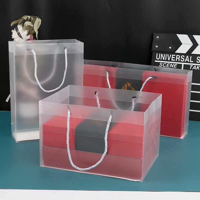 Mid-autumn moon cake packaging box packaging transparent handbag pp matte egg yolk crisp hand bag