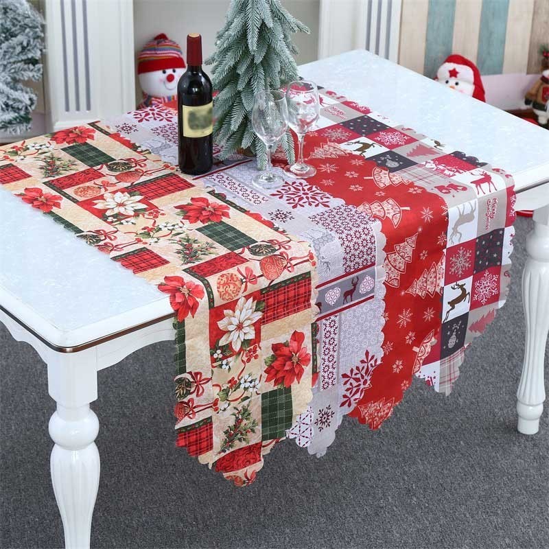 Christmas Table /Runner Elk Xmas Tree Printed Table /Runner Decorations for Home Xmas Ornaments