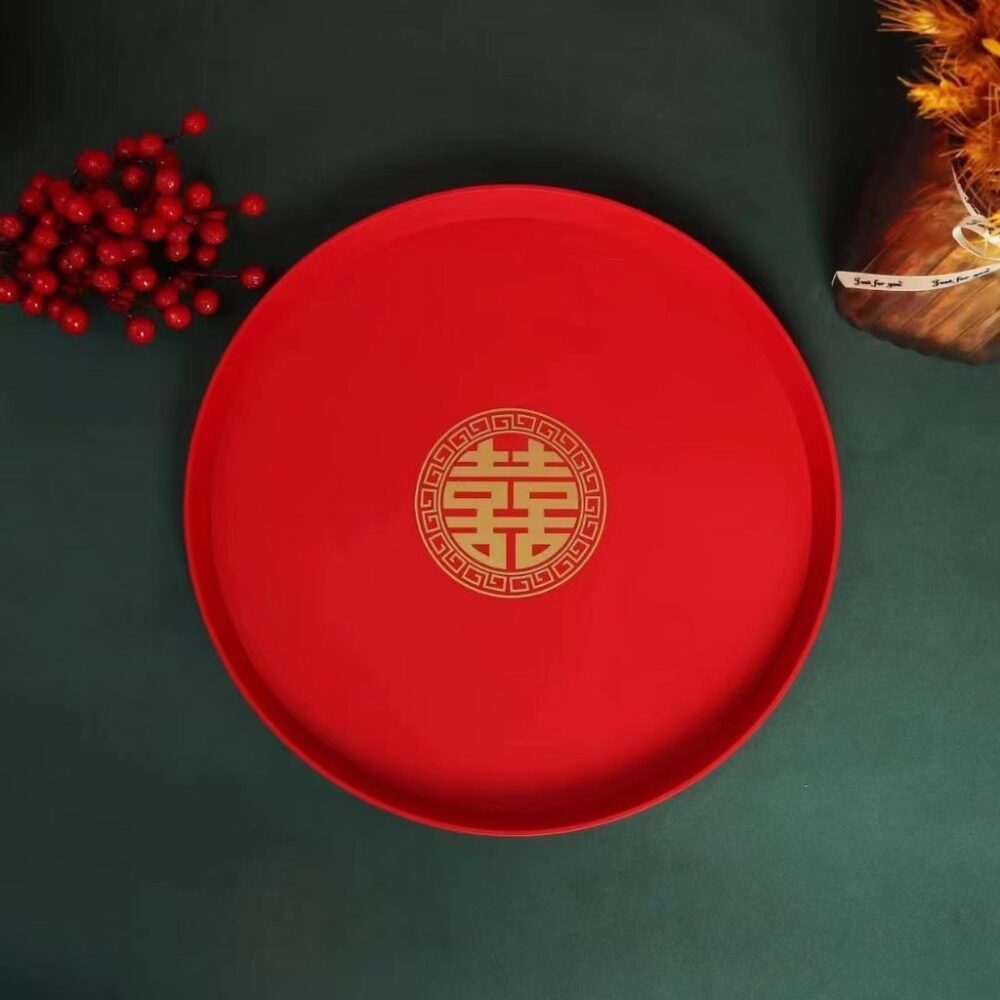 Wedding Red Tray Round Tea Pot Tray - Image 10