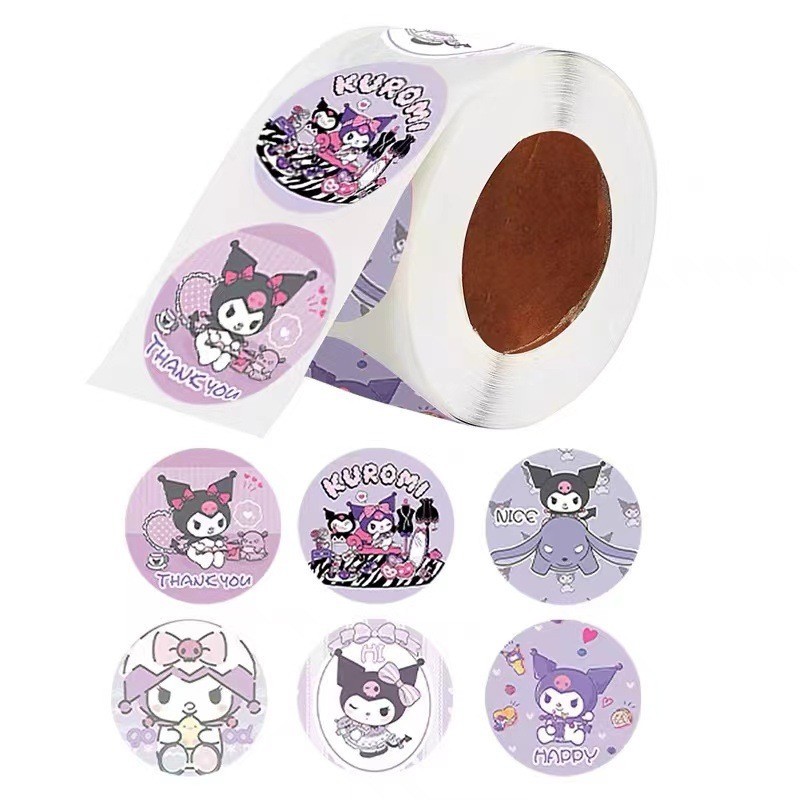 500 Stickers/Roll Cartoon Kuromi Decorative Children Stickers Self-adhesive Toddler Toy Stickers