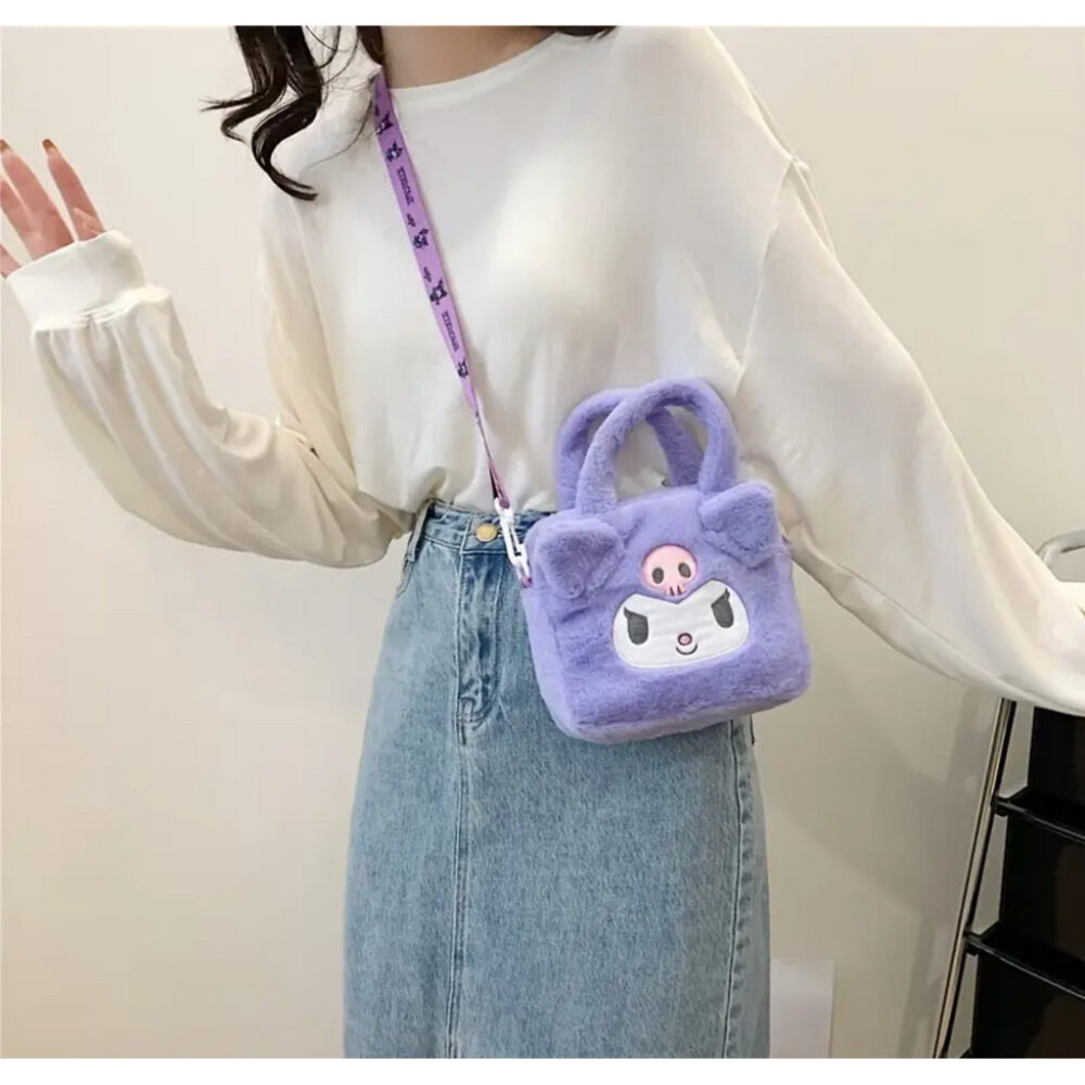 Sanrio Bag Plush Cinnamoroll Melody Kuromi Soft Stuff Handbag Shoulder Bag Anime Stuffed Backpack Girls Children Bag - Image 2