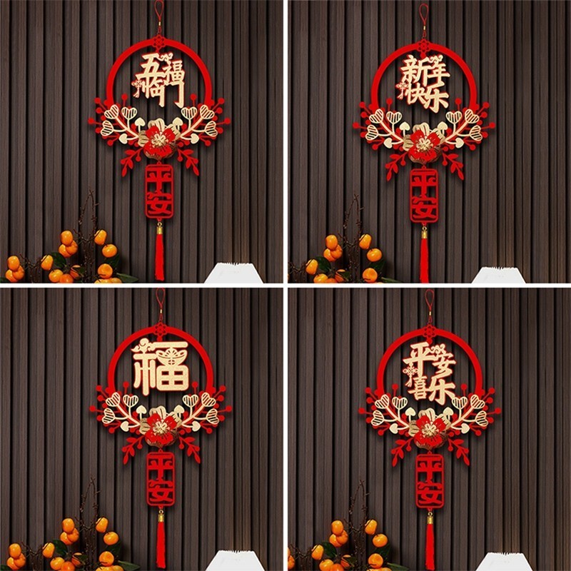 2025 CNY Fu Character Pendant Creative Flower Shape Tassels Hanging Ornament Spring Festival Decor