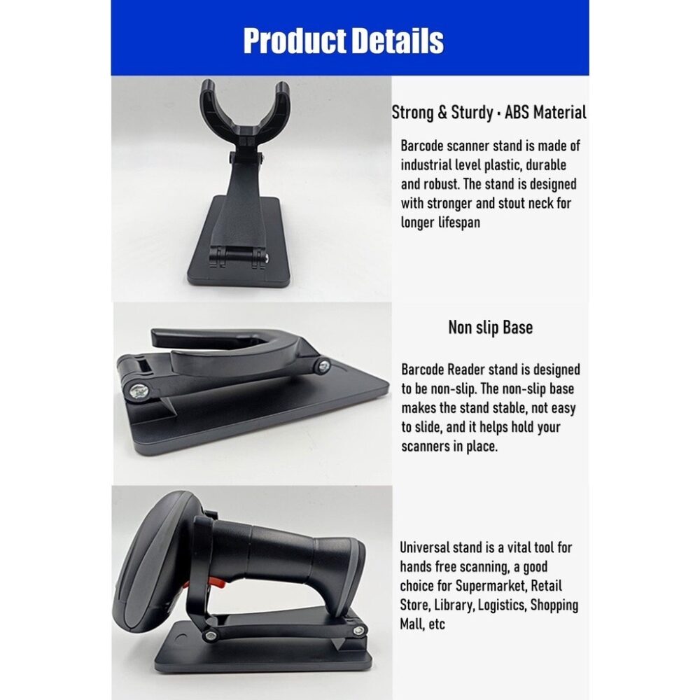 Barcode Scanner Holder Stand Universal Cradle Base Adjustable Height & Angle Tempat Letak Mesin Pengimbas - Image 5