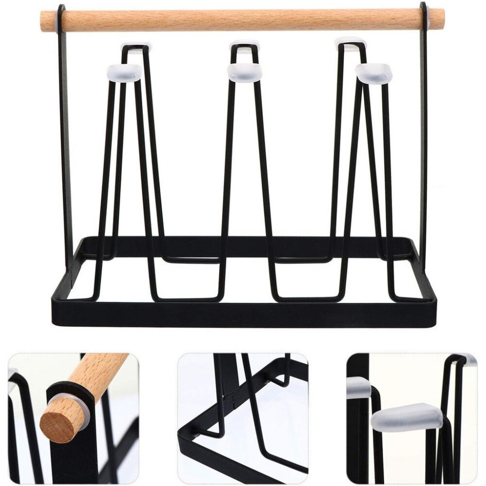 6 Cups Mug Glass Stand Cup Holder Wooden Handle Cup Holder Rack Kitchen Rak Cawan Gantung Rak Cup Drain Mug Drain - Image 7